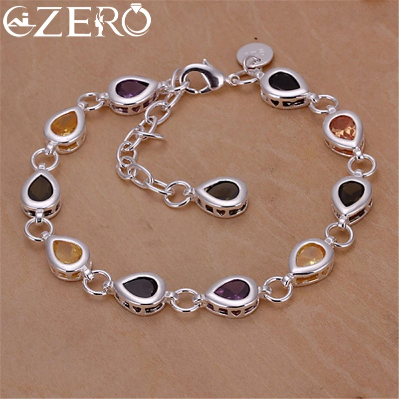 Wholesale 925 Sterling Silver Noble Charm Bracelets Zircon Chain Crystal Jewelry Fashion for Women Wedding Lady Cute