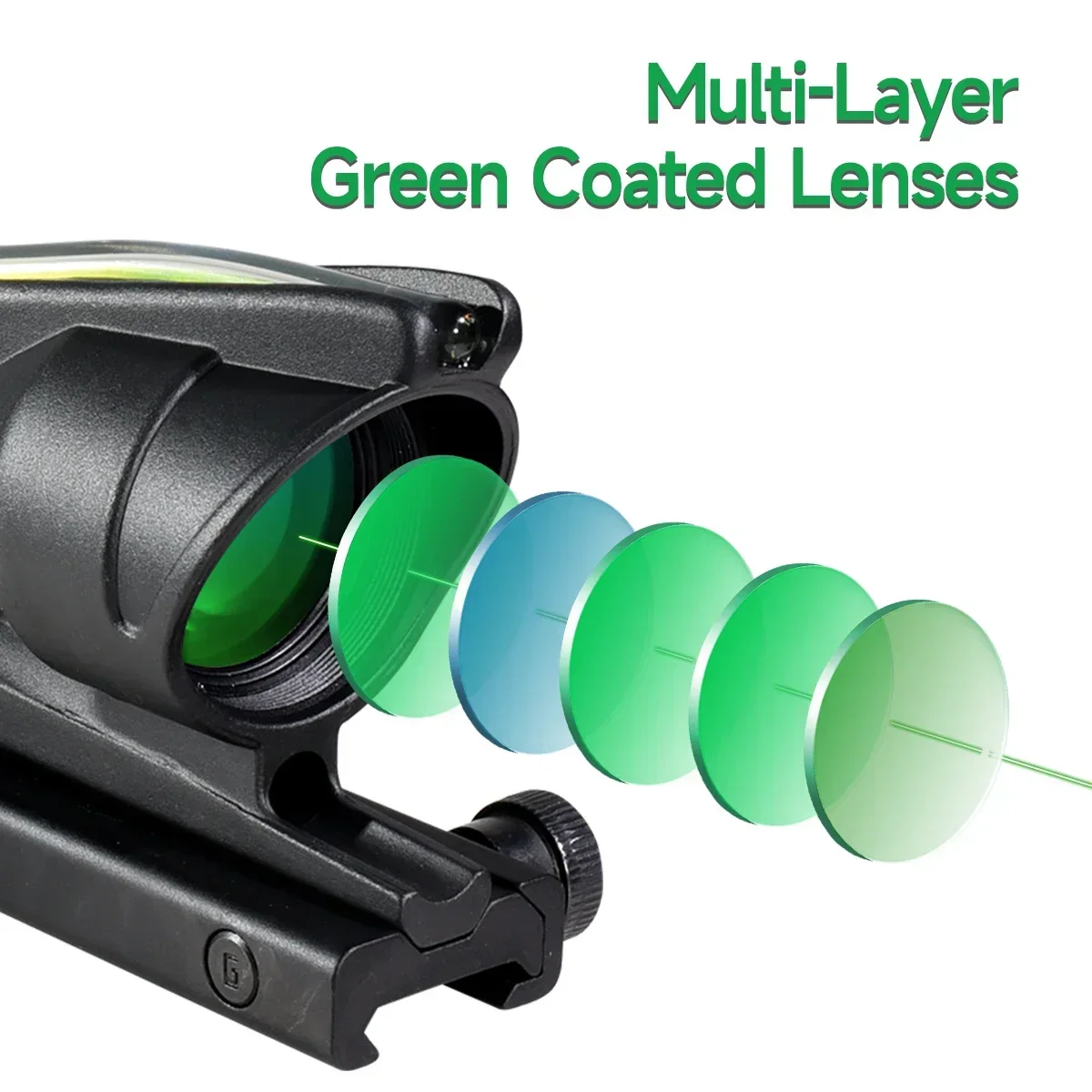 Tactical 1x32 Red Dot Sight Real Fiber Optic Illuminated Green Dot Hunting Riflescope Accessories Fit 20mm Rail Mount