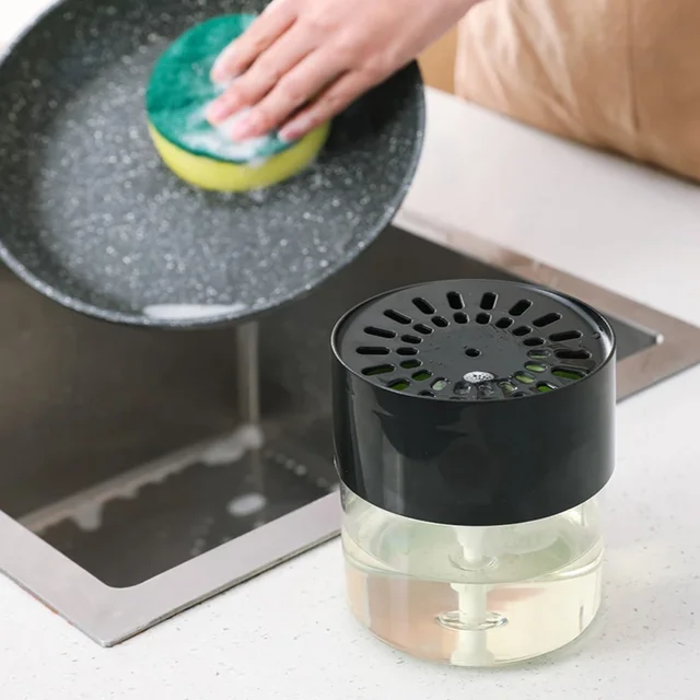 เครื่องจ่ายสบู่เหลวสําหรับห้องครัว เครื่องจ่ายสบู่เหลว เครื่องจ่ายสบู่เหลวในครัวพร้อมที่วางฟองน้ํา ฟองน้ําแคดดี้ เครื่องปั๊มสบู่ 2