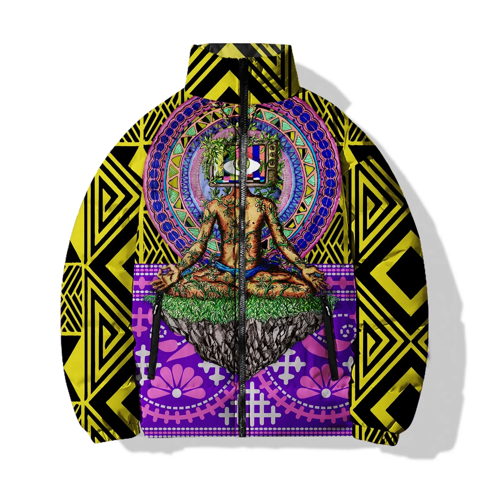thumbnail image 1 of Tops de invierno para hombre Chaqueta para hombre Abrigo para hombre con estampado de corazones Abrigo holgado de algodón con estampado de monstruo tuerto Chaquetas de abrigo, 1 of 4