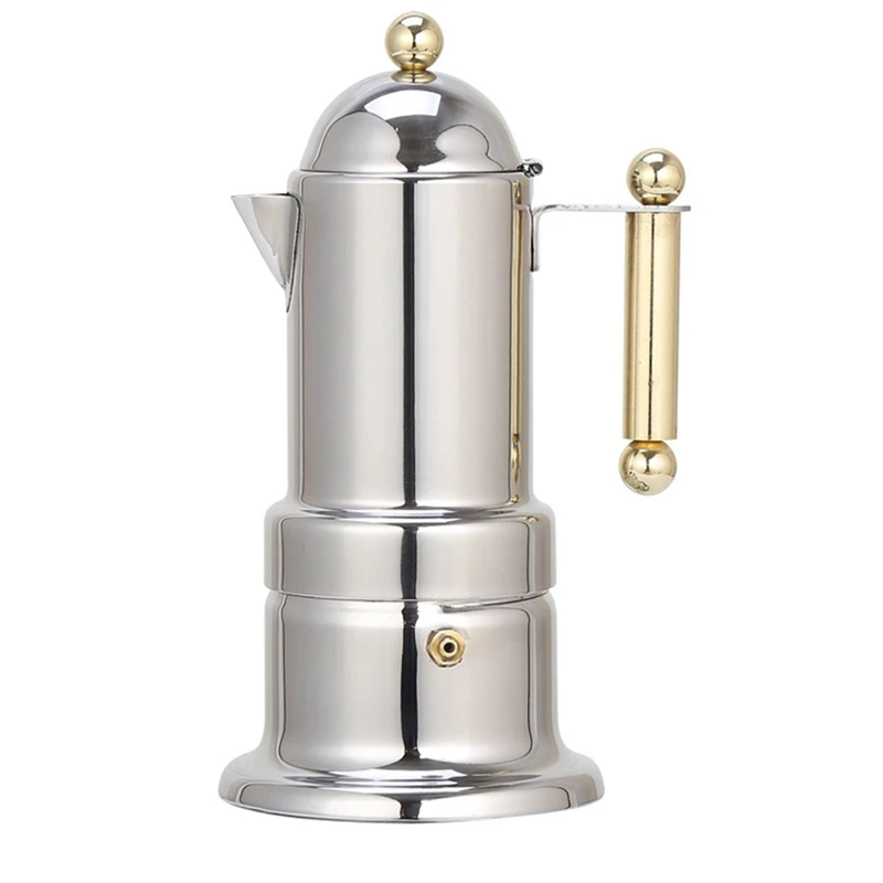 

Thickened Italian Espresso Maker For 4 Servings Cup,Stainless Steel Mocha Coffee Maker Pot For Stovetop&Induction Home