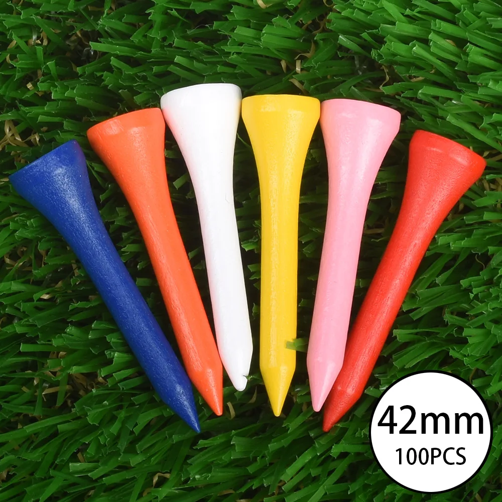 100Pcs Golf Wood Tees Mixed Color Golf Tee Wooden Supplies Accessories