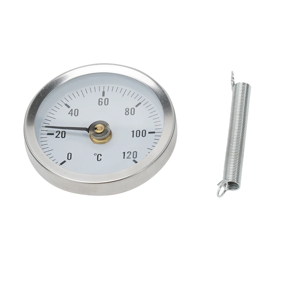 Grill Thermometer 1PC 0-120℃ Pipeline Thermometer 6.3*6.3*1cm Stainless Steel Clamp-On Tube Spring Thermometer For Home Industrial Fireplace Stove