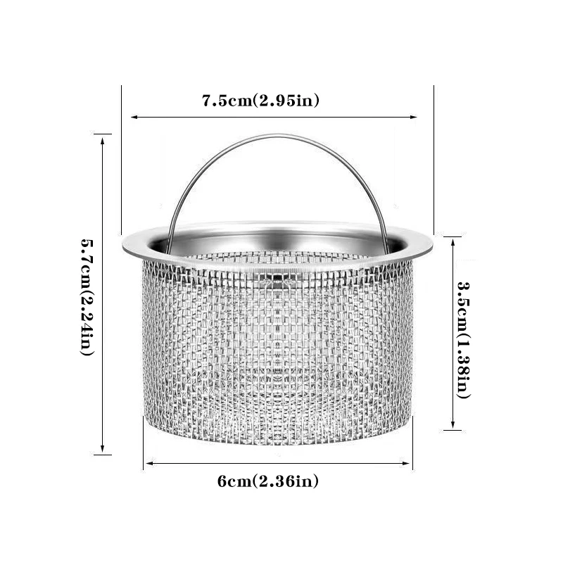 Stainless Steel Sink Drain Filter Fine Net Shower Hair Catcher Stopper Trap Basin Strainer Plug Kitchen Bathroom Accessories