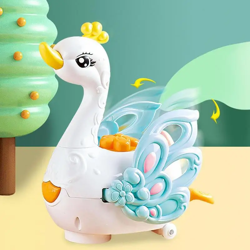 Car Toys For Kids With Music Interactive Learning Mini Vehicle Car Toys With Light And Music Battery-Powered Egg Laying Swan