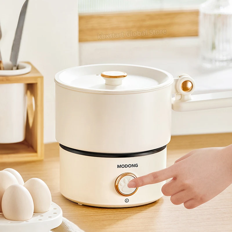 110V 220V Electric Cooking Pot 2L Foldable Multifunctional Electric Pan Hotpot Rice Cooker Non-stick Electric Skillet for Travel 2