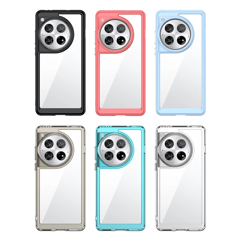 OnePlus 12 Clear Case with Hard PC Back and Soft TPU Bumper - Camera Lens Protection Transparent Cover