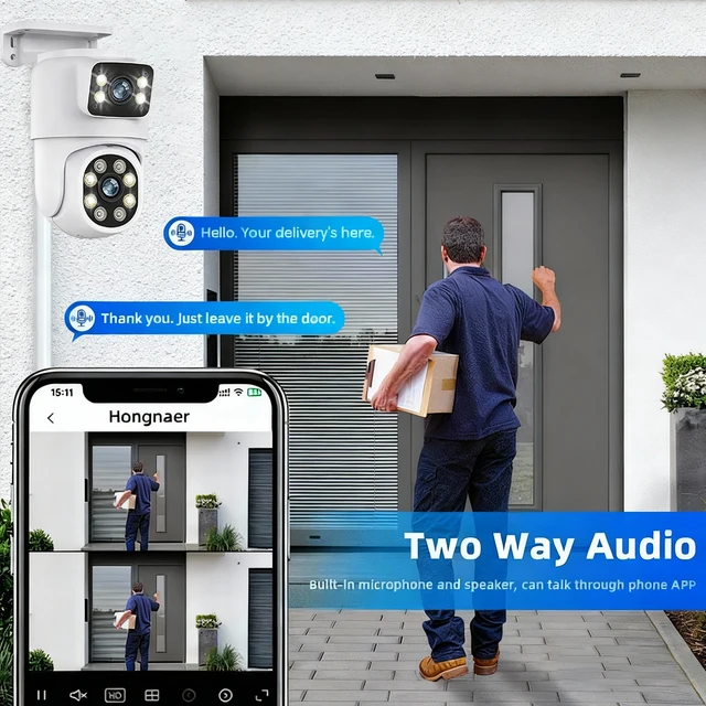 ICsee 8MP Dual Lens Dome PTZ Camera WIFI+POE IP Rj45 Network Security Monitoring 360° Tracking Home Outdoor Built-In Microphone 2