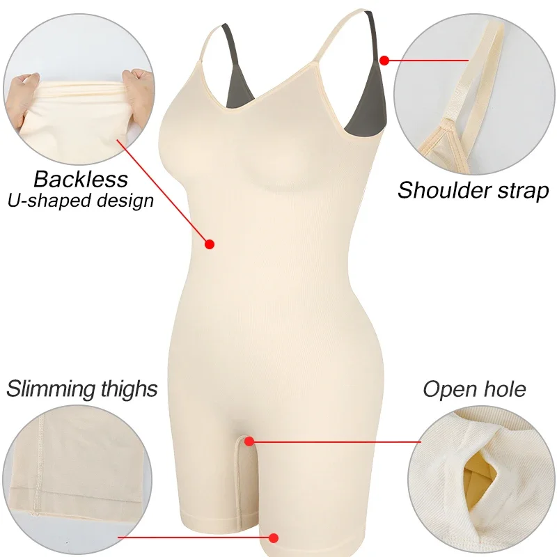Sexy Backless Bodysuits Full Body Shaper Tummy Control Waist Trainer Slimming Sheath Butt Lifter Push Up Thigh Slimmer Shapewear