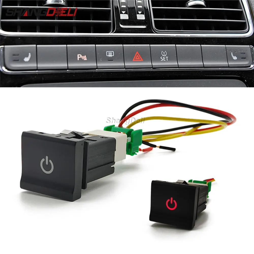 自動赤色 LED 光電源オンオフ スイッチ プッシュ ボタン ケーブル VW ポロ 6 C 2014 2015 2016 カーエレクトロニクス アク