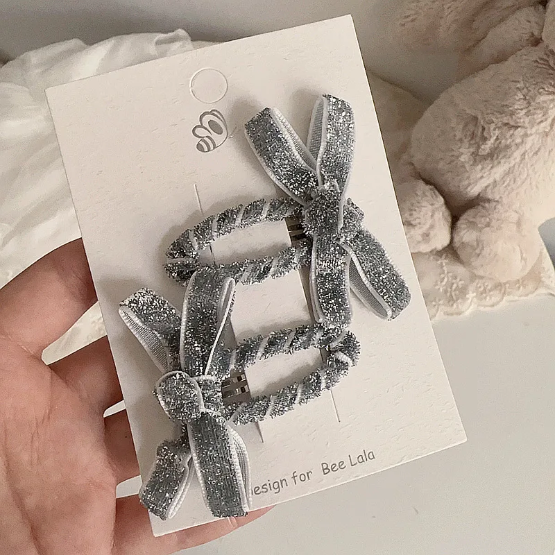 2PCS Kids Glitter Bow Hair Clips