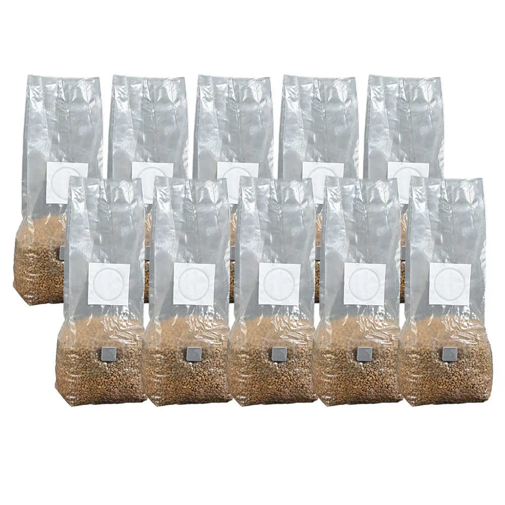 10pcs High-Yield Mushroom Cultivation Bags PP Sterilized Hydrated Grain Bag Filter Patch Substrate Mushroom Spawns Bag 2