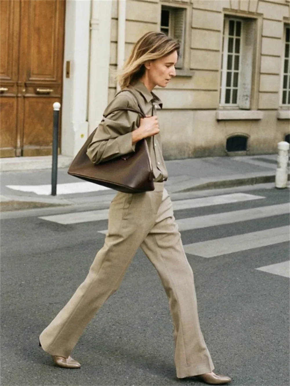 

2023 Early Autumn New Women Wool Blended Straight Suit Pants Female All-Match Casual High Waist Solid Color Long Trousers