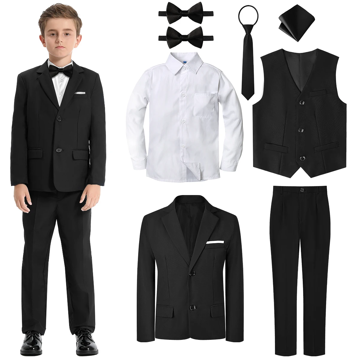 Boys Suit Set Teenager Wedding Outfit School Graduation Ceremony Kids Easter Halloween Photography Birthday Party Gift Tuxedo