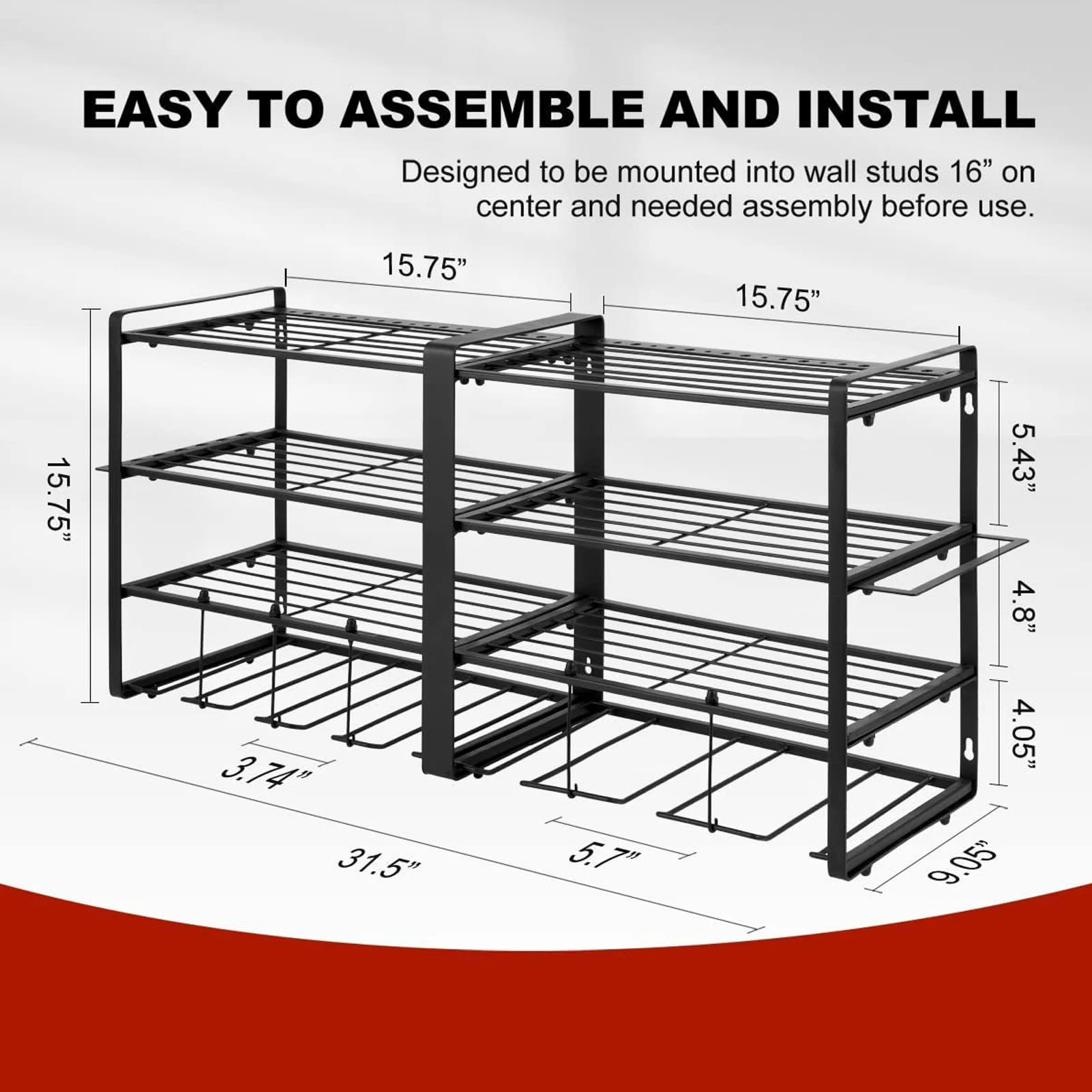 Power Tool Organizer Wall Mount 4 Layer Garage Storage Rack for Drill Screwdriver