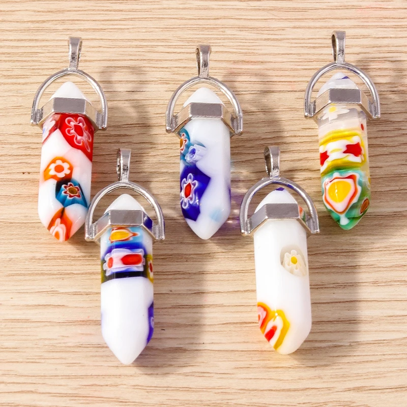 Tusember 믹스 5pcs 천연 보석 돌 석영 크리스탈 육각형 펜던트 Reiki 돌 DIY 쥬얼리 만들기 목걸이 귀걸이 공예