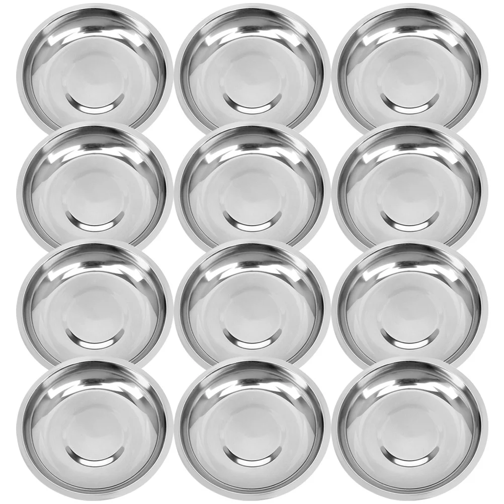 12 Pcs Stainless Steel Plate Prep Bowls Small Metal Food for Dipping Cooking Kitchen Sauce Cups Gear