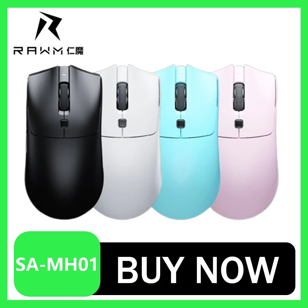 

Rawm SA-MH01 Mouse Wireless Three Mode Usb/2.4g/Bluetooth Gaming Mouse Paw3395 Lightweight Ergonomic Mouse Office Gamer Gifts