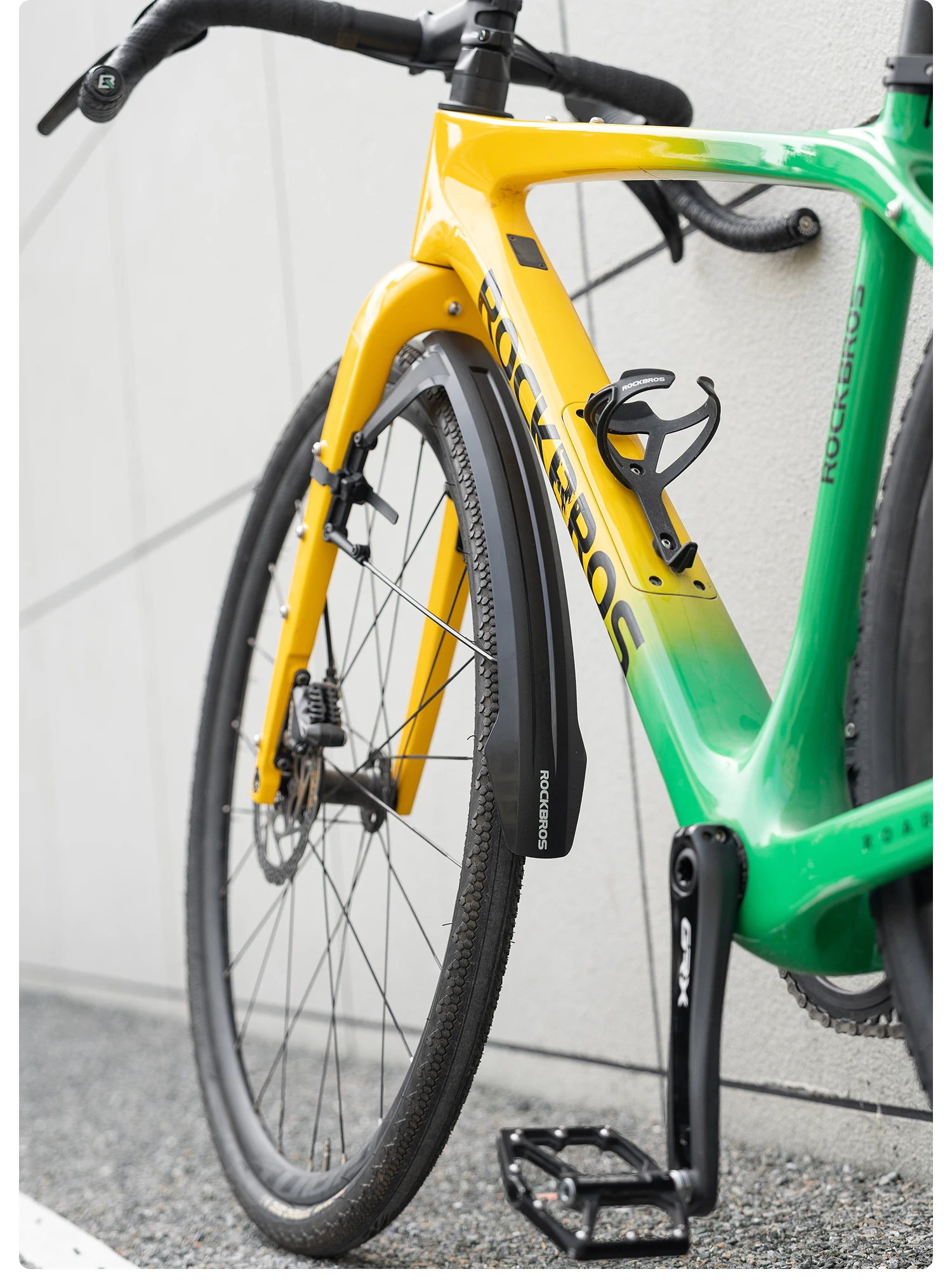 ROCKBROS Fahrradschutzblech Schnellspanner Robustes PP-Material Vorder- und Hinterradschutzblech für Rennrad MTB Gravel Frei Einstellbares Fahrradschutzblech – Detail 11