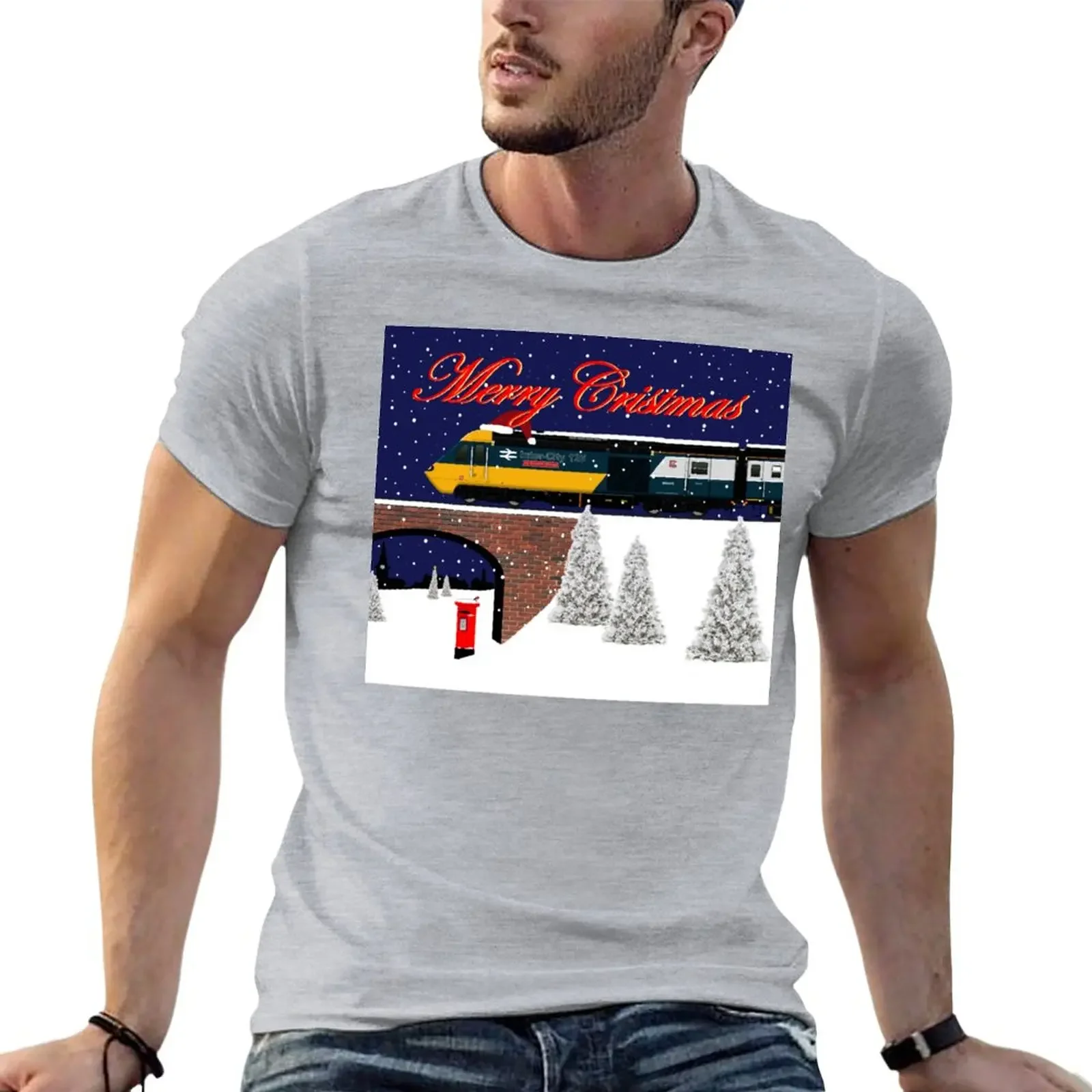 Inter-City 125 Christmas Card T-Shirt Plus Size Top Camicie Graphic Tees Vestiti Ad Asciugatura Rapida Per Uomo