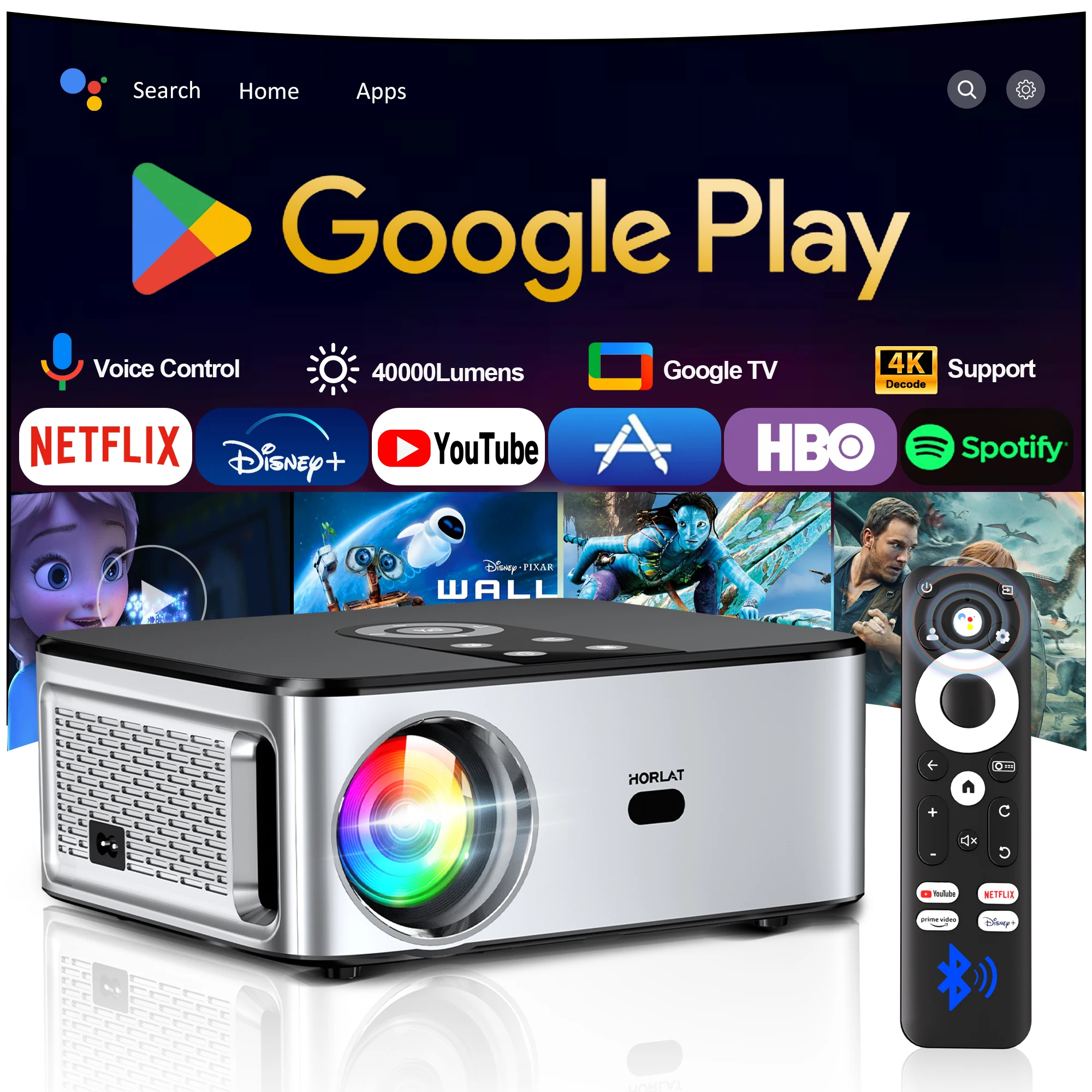 Official Google TV Projector 2000ANSI Bluetooth Voice Control Auto Focus WiFi 6 4K HD Beamer Home Theater Movie Projector 1