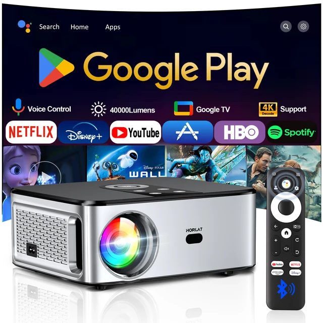 Official Google TV Projector 2000ANSI Bluetooth Voice Control Auto Focus WiFi 6 4K HD Beamer Home Theater Movie Projector 1