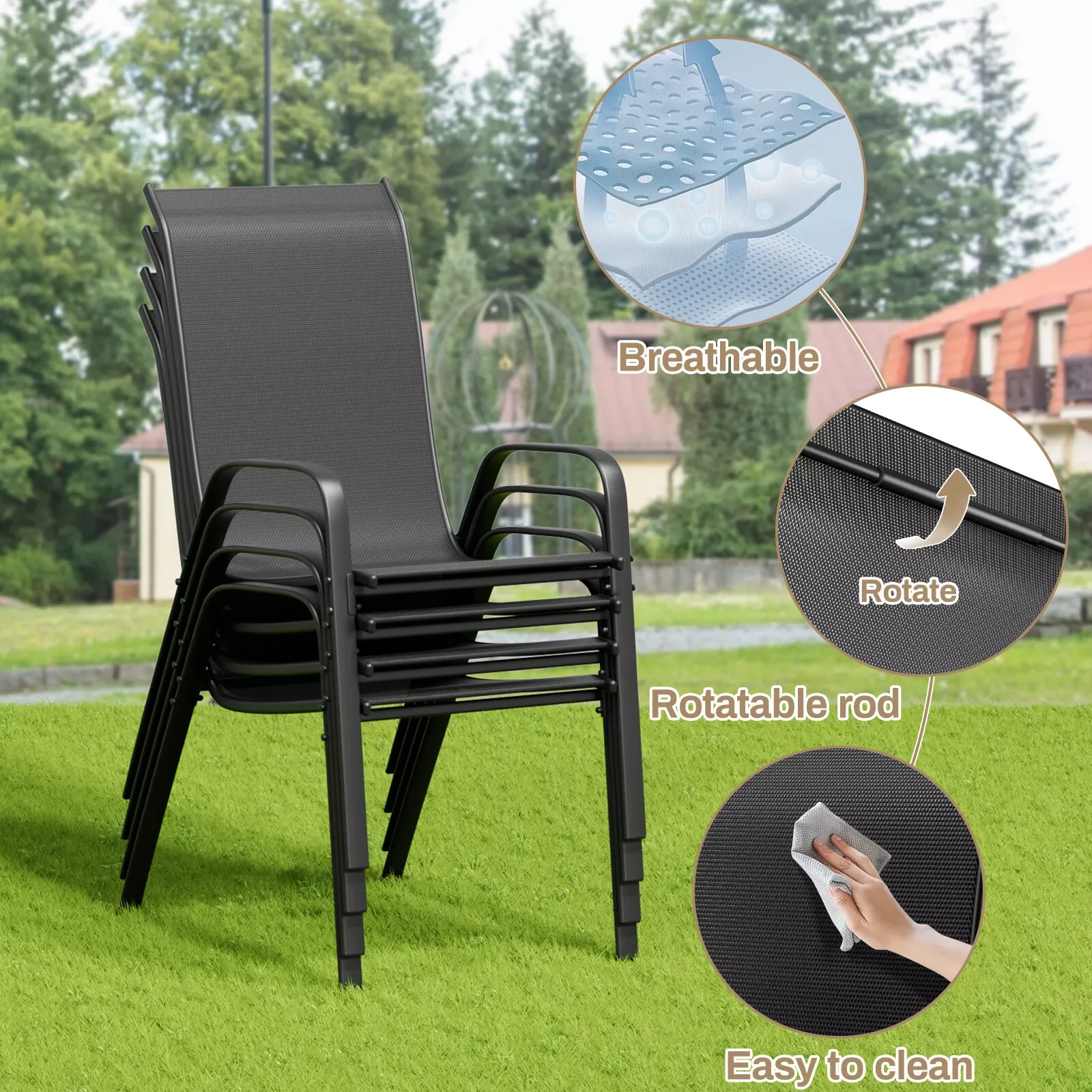 Patio Outdoor Dining Set 5 Piece, All Weather Furniture 4