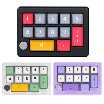 13 Key Wired Macro Programmable Mini Gaming Keyboard Hot Swappable 12RGB Lighting Effects Gaming Mechanical Keyboard with Knobs 5