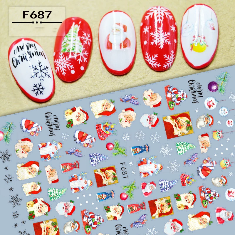 Merry Christmas 3D Nail Sticker Art Sliders Santa Claus Deer Stars Stickers for Nails Manicure Decals Decoraciones Accessories nail stickers nail art decoration nail decals