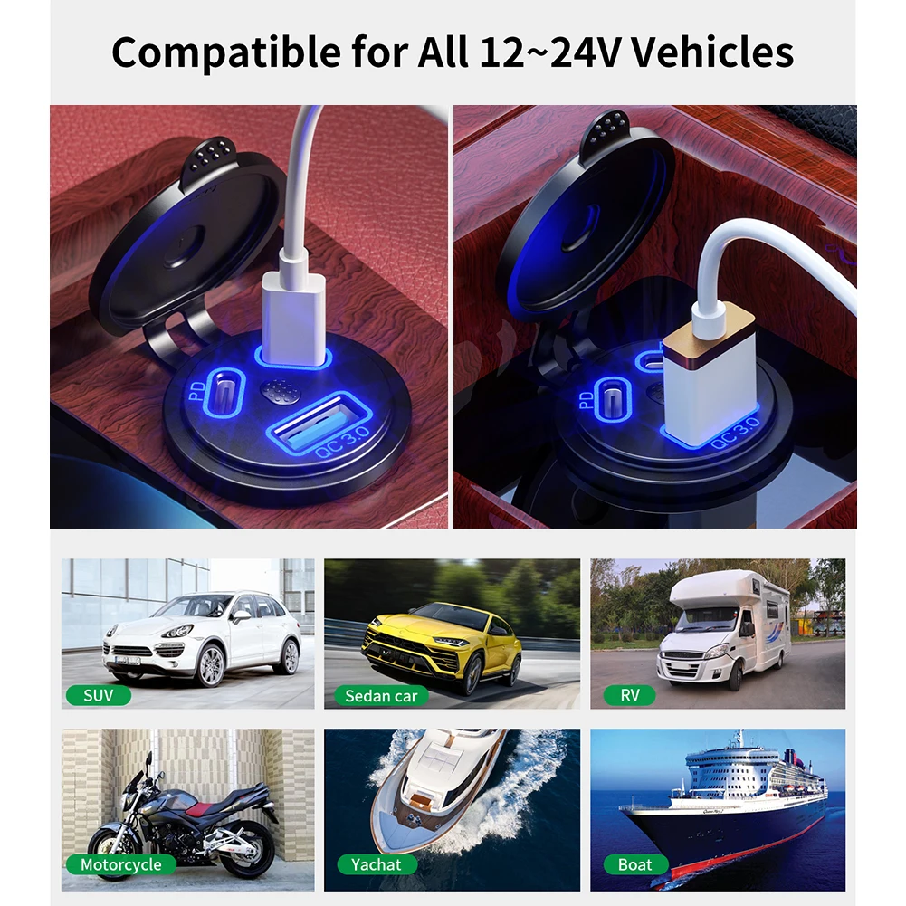 USB    PD CŸ   , QC3.0   , IP66 ,  ؾ , 45W