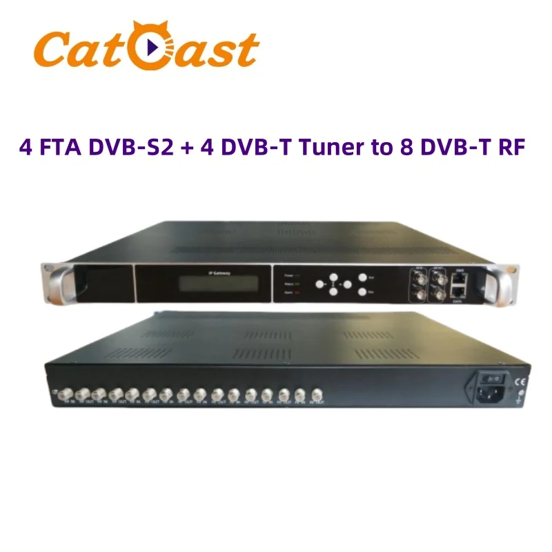 

4 FTA DVB-S2 and 4 DVB-T Tuner to 8 DVB-T RF For Radio and TV Broadcasting