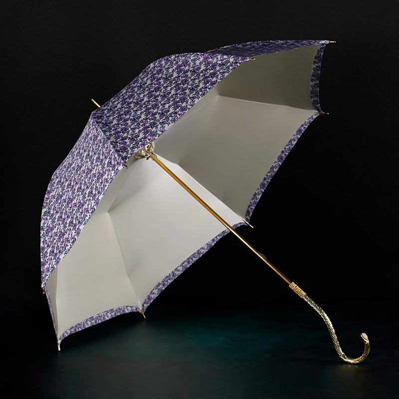Umbrella Floral Long Handle Umbrella Ten Thousand Handle Double-Layer Light Luxury Straight Retro Exquisite Double