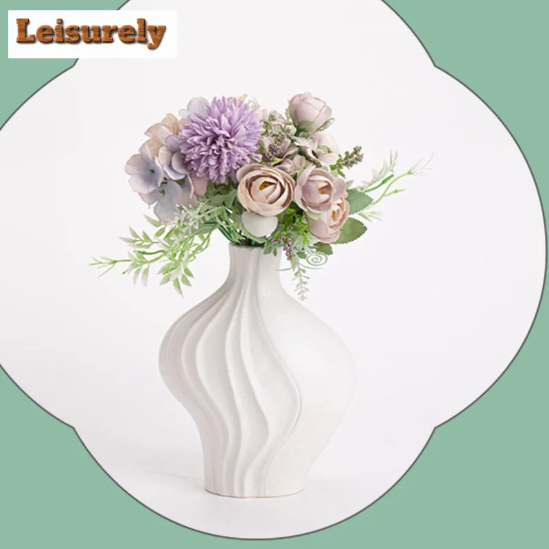 Modern Flower Vase Wave Ceramic Vase Flower Pot Basket Nordic Home Living Room Decoration Ornament Wedding Flower Arrangement