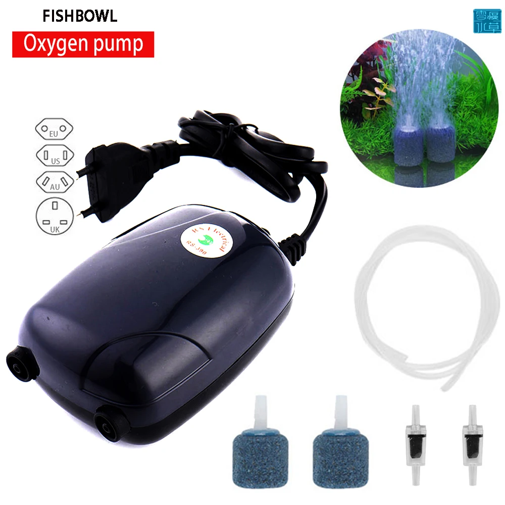 Acquario Pompa Aria Acquario Mini Compressore Silenzioso Singola Doppia Uscita Pompe Ossigeno Acquari Accessori Acquatici 220V 3W 5W