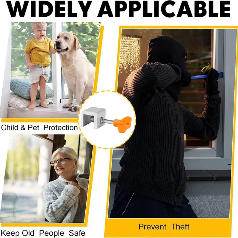 Sliding Door Locks Stops Adjustable Aluminum Alloy Door Frame Security Lock Window Stopper Home Office Anti-theft Lock 1/3PCS window door locks