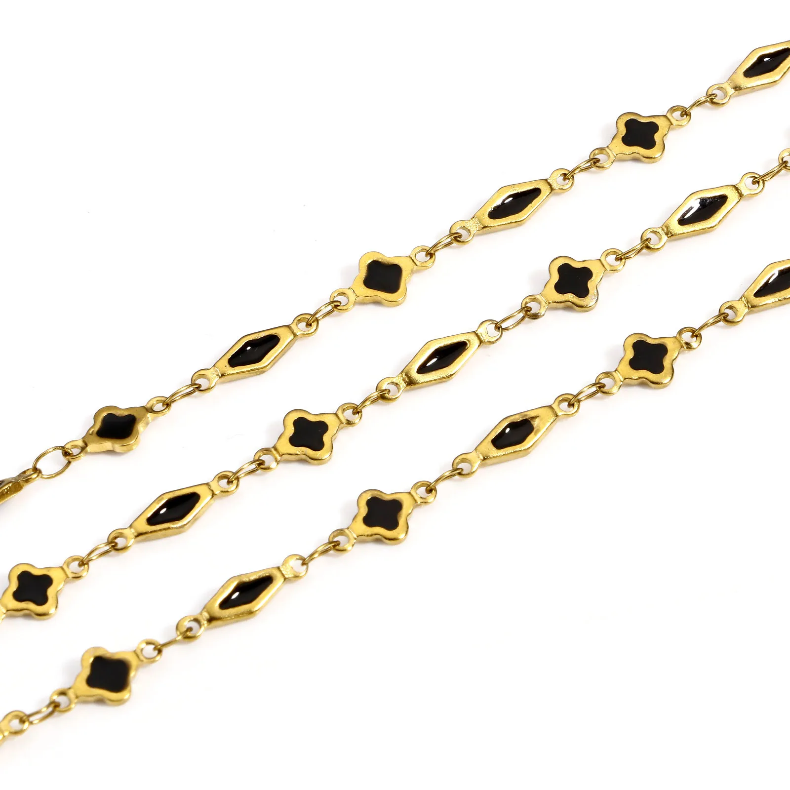 1 Meter handgefertigte Gliederkette aus Edelstahl 304, DIY-Schmuckherstellung, geometrisch, 18 Karat Gold, doppelseitige Emaille-Ketten – Detail 8