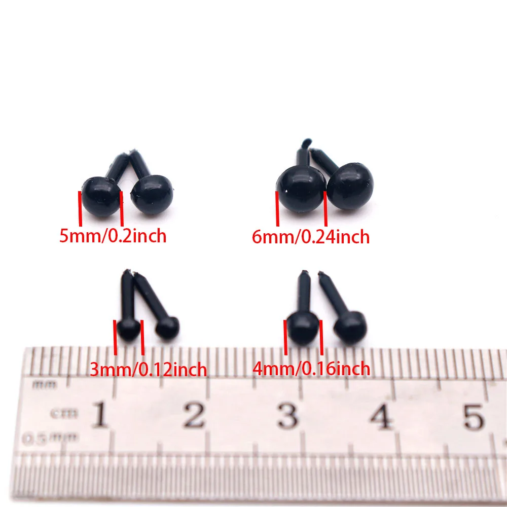 200pcs 3/4/5/6mm Black Plastic Eyes For Needle Felting Dolls Poke Teddy Bears DIY Handmade Toy Doll Accessories