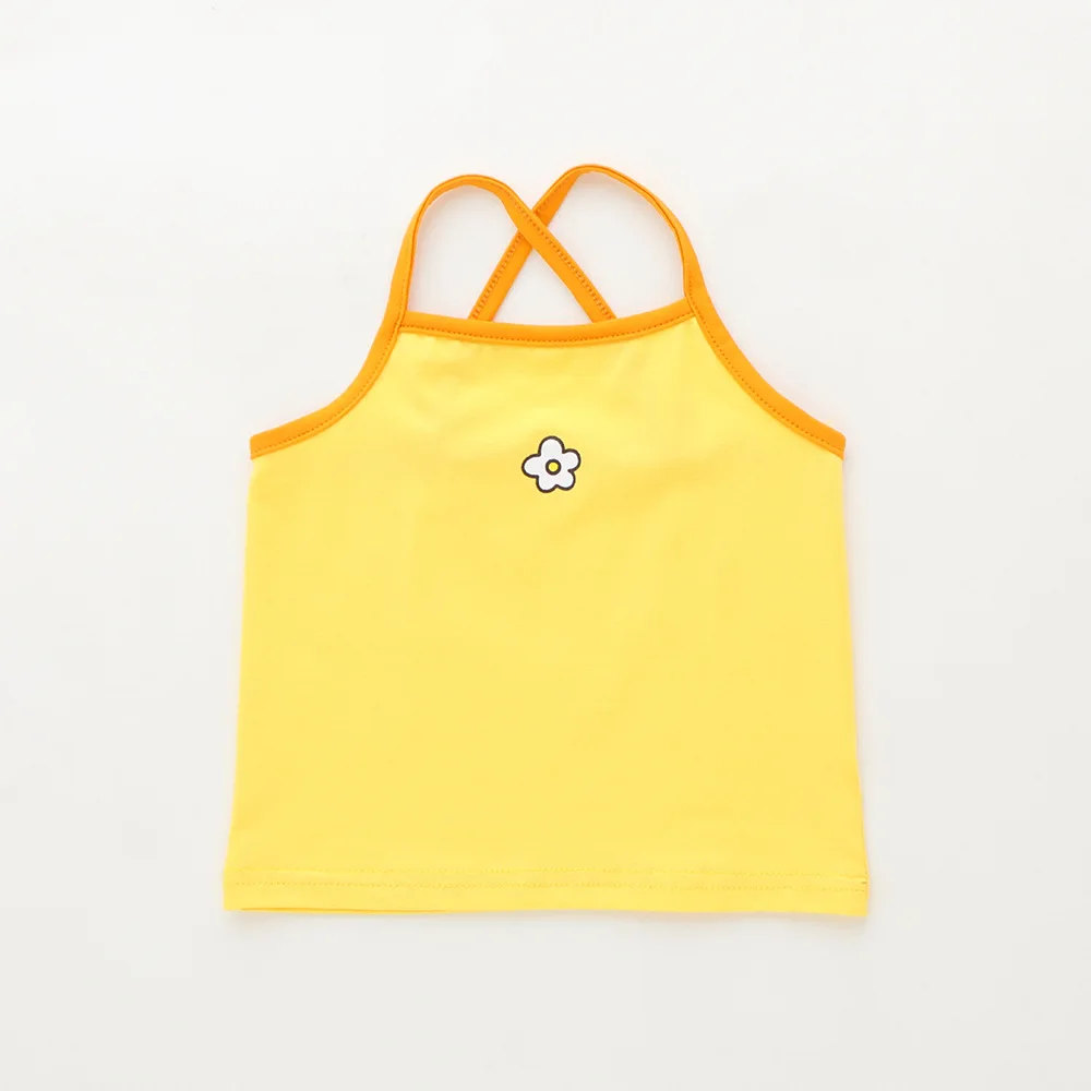Newborn Girls Pure Color Vest Summer Home Clothes Simple Sleeveless Tops Inside For Baby Printed Short Pants Fashion Cute 2pcs