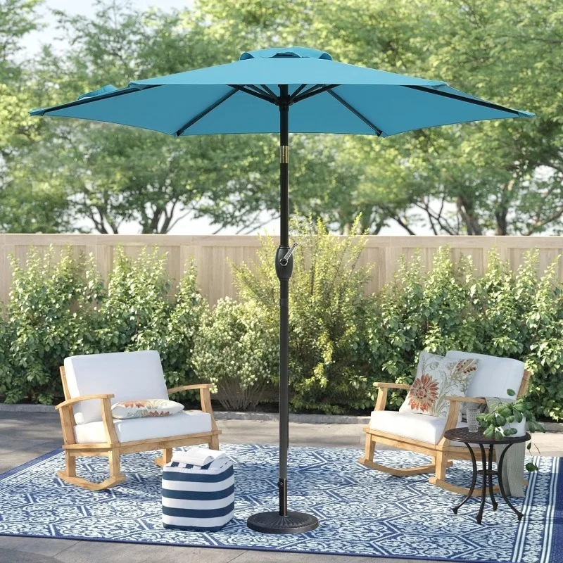 

7.5 Ft Patio Umbrella Market Table Outdoor Umbrella with Crank, 6 Ribs, Polyester Canopy