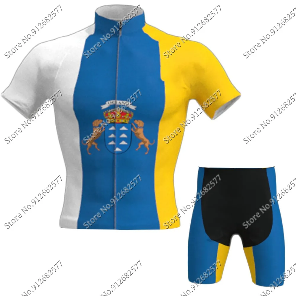 Description Picture 6 of itemCycling Jersey Canary Islands Flag 2022 Set Men Retro Bicycle Clothing Road Bike Shirts Suit Bicycle Bib Shorts MTB Ropa Maillot