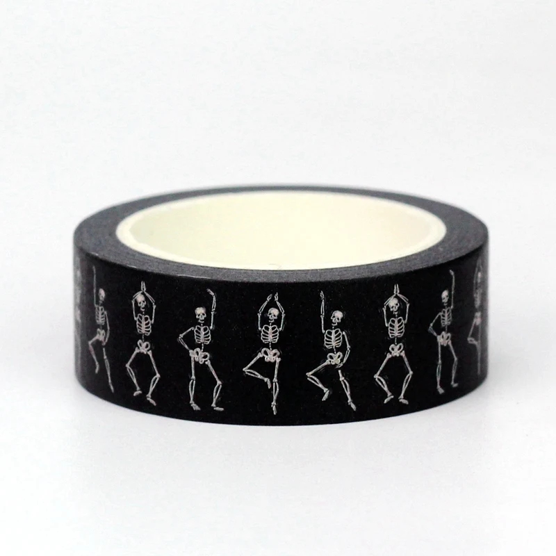 2024 NEW 1pc 10M Decor Dancing Skeleton Halloween Washi Tape for Scrapbooking Masking Tape Cute Journaling Stationery 2