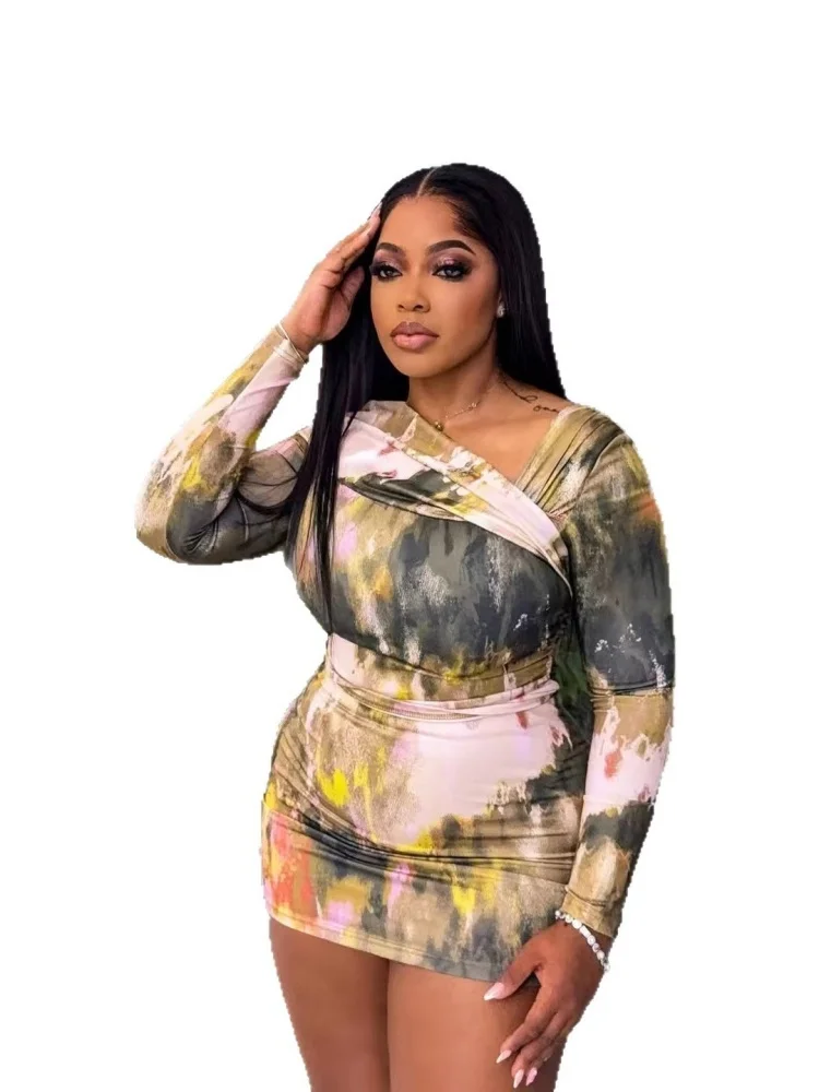 Wmstar Dress Women Wholesale A New Laid-back and Casual European American Long Sleeved Cinched Waist Sexy Fashionable 2025