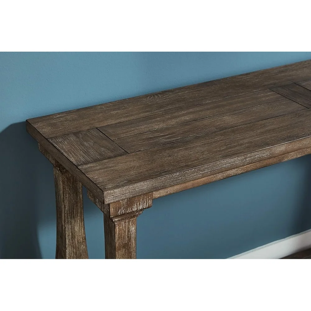 Vintage Console Table Elm Wood Weathered Finish Entryway Furniture Easy Assembly Living Room Accent Piece 6