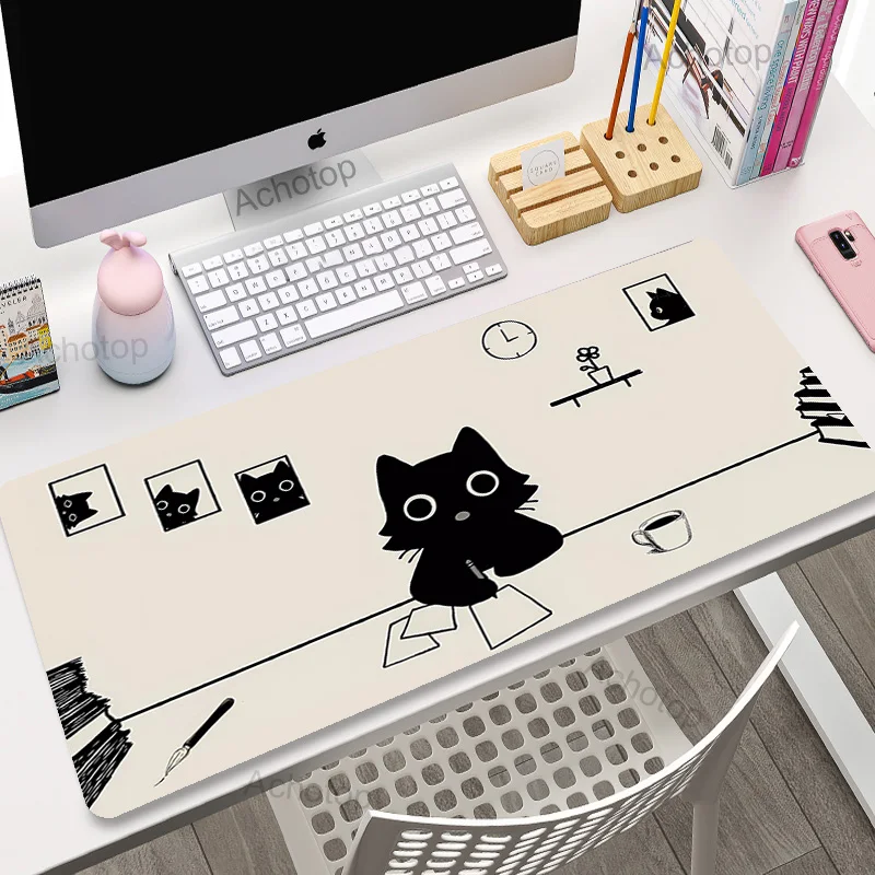thumbnail image 1 of Alfombrilla de ratón con diseño de gato japonés, alfombrilla de ratón grande para jugador de escritorio, accesorios para juegos de ordenador, alfombra artística de 900x400, alfombrillas de juego, alfo, 1 of 5
