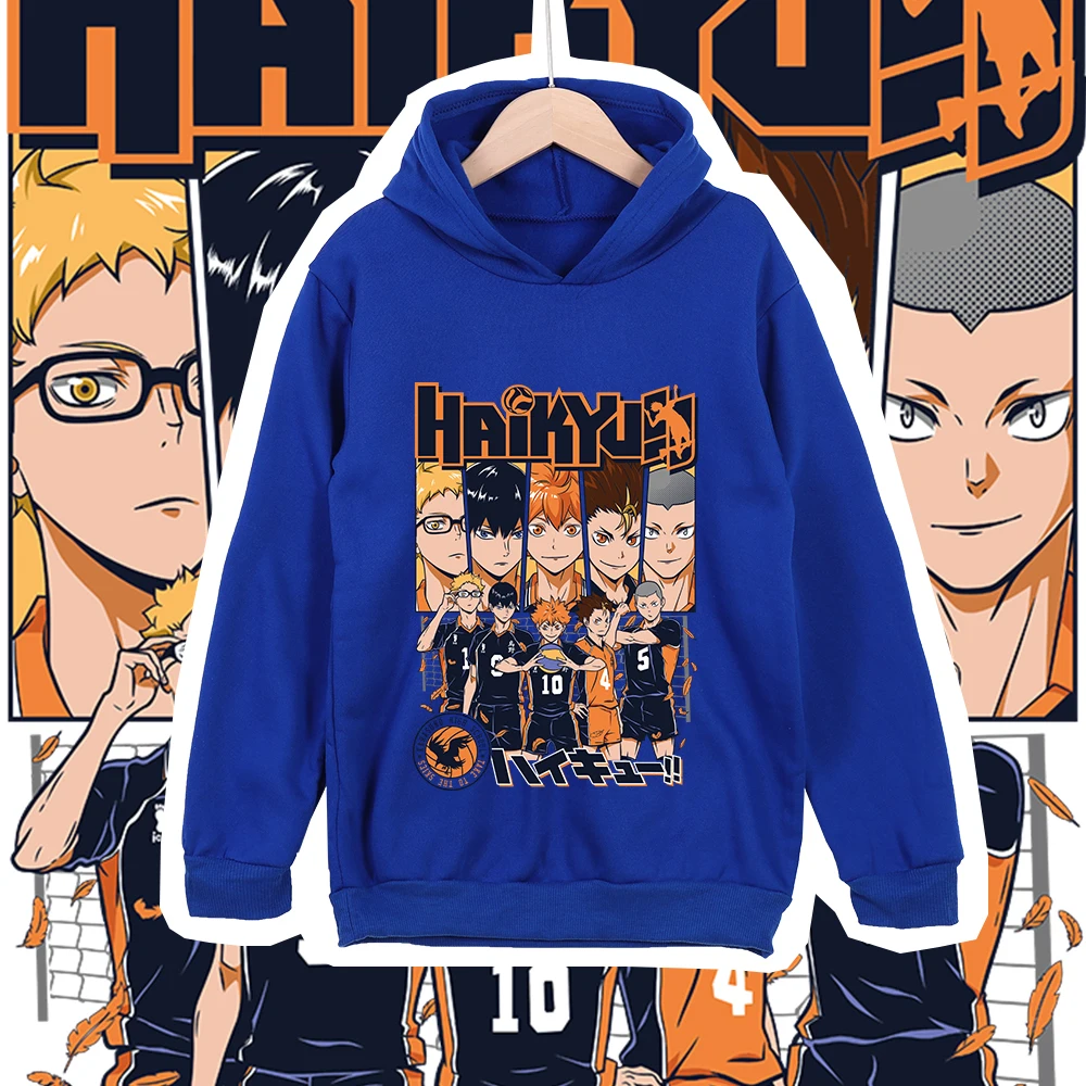Haikyu Charaktere bedruckter Kinder-Baumwoll-Hoodie, Anime-Kleidung, Unisex, für Jungen und Mädchen, lässiges Sweatshirt für Kinder, Cosplay-Kostüm