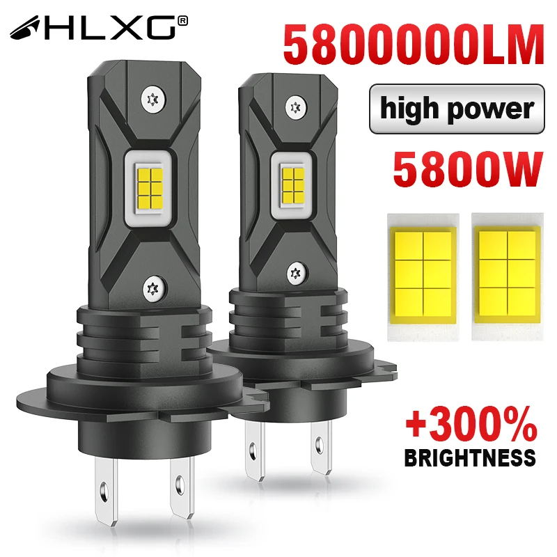 HLXG H7 Led 헤드라이트 Canbus 전구 5800W 5800000LM 자동차용 헤드램프 전구 360 AutoLight 어셈블리 운전 러닝 램프 2PCS
