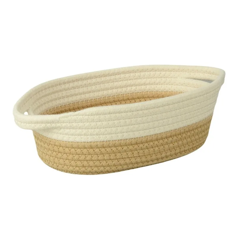 Oval Cotton Rope Storage Basket with Handle, Storage Basket Multi-purpose Storage, Bedroom Storage, Toys, Clothes