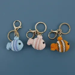 Creative Handmade Crocheted Small Fish Pendant Wool Woven Goldfish Keychain Car Bag Boutique Pendant High Quality Key Ring