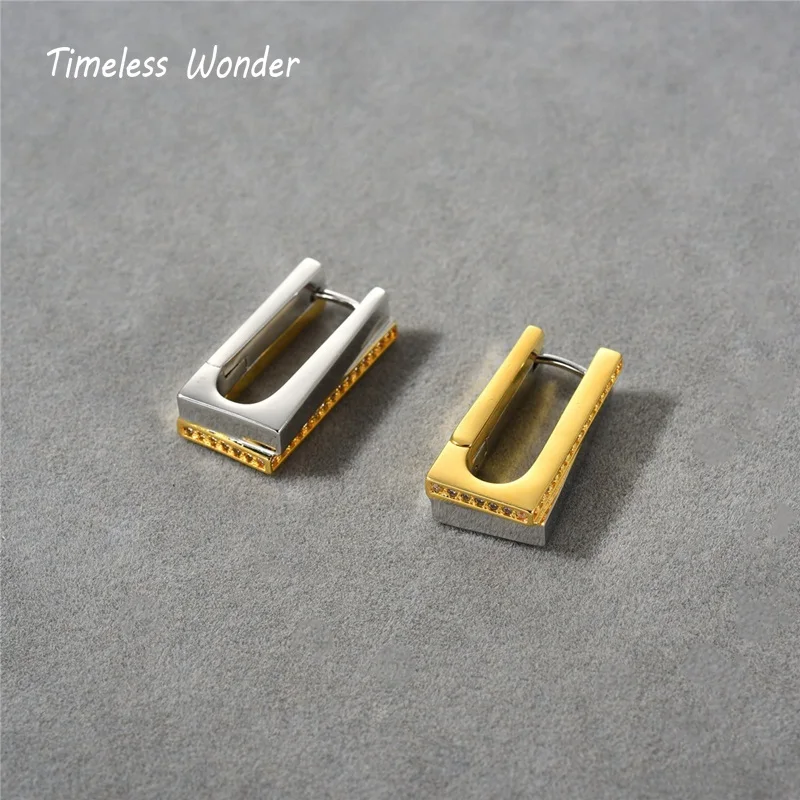 Senza Tempo Wonder Fancy Zircone Geo 2 Tone Orecchini A Cerchio Per Le Donne Designer Jewelry Runway Goth Trendy Ins Top Rare Gift Cute 6457