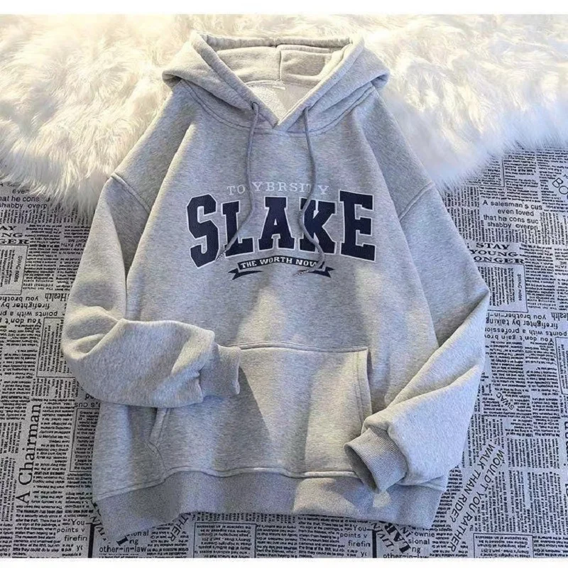 Men's hip-hop hooded sweater, loose vintage hooded sweatshirt, student casual top, autumn trendy clothing, street gym clothing